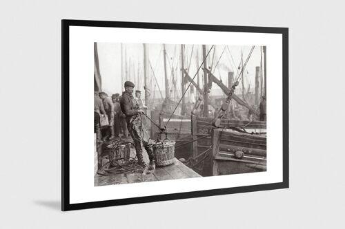 Photo ancienne noir et blanc pêche n°30 alu 30x45cm