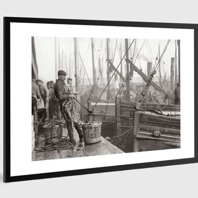 Photo ancienne noir et blanc pêche n°30 alu 40x60cm