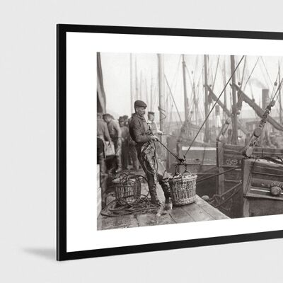 Photo ancienne noir et blanc pêche n°30 alu 70x105cm