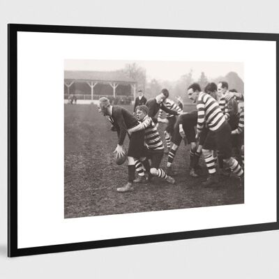 Antigua foto en blanco y negro rugby n°07 alu 30x45cm