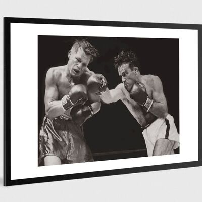 Old black and white photo boxing n°68 aluminum 60x90cm