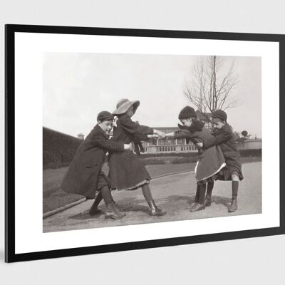 Vecchia foto d'infanzia in bianco e nero n°02 alu 30x45cm