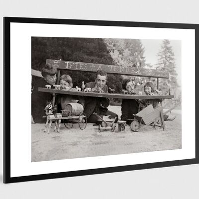 Vecchia foto d'infanzia in bianco e nero n°19 alu 30x45cm