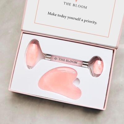 Rose Quartz Facial Roller with Gua Sha