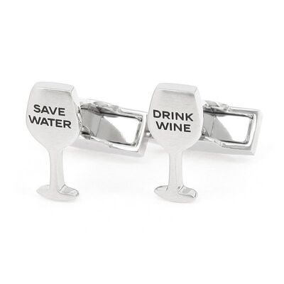 Boutons de manchette Drink Wine Save Water