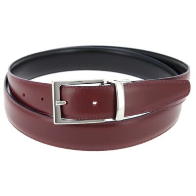 Ceinture réversible noire et bordeaux - James