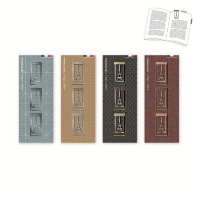 Assortiment de 12 sets de 3 marque-pages clips en métal - Paris