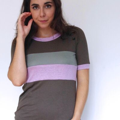 Khaki, almond green and lilac Charlie top