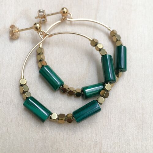 Boucles d'oreilles LONDON Malachite