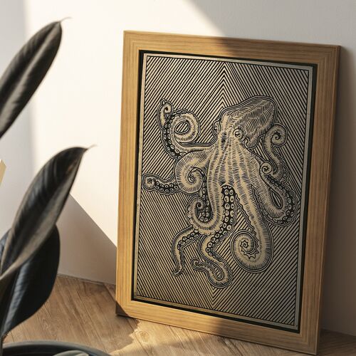 Octopus - Gold - A4 Print