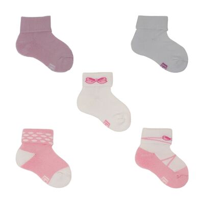 Bamboo Seamless Baby Girl Socks (5 pairs) - 18/19