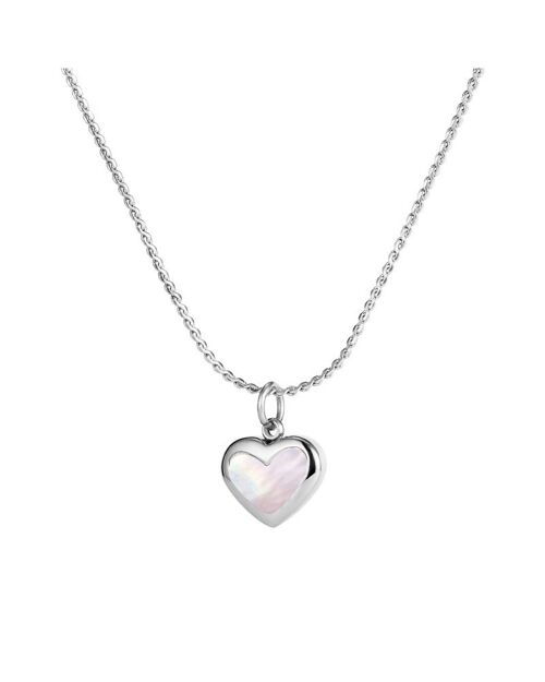 Collier femme Lee Cooper - chaine et pendentif cœur nacre et acier argent