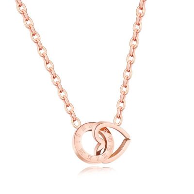 Lee Cooper women's necklace - intertwined heart pendant and ring