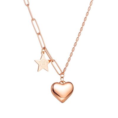 Lee Cooper women's necklace - gold heart and star pendants