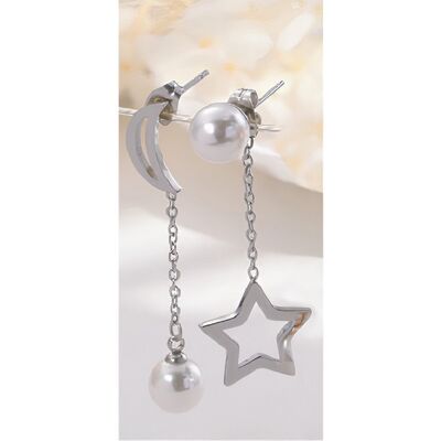 Lee Cooper women's earrings - gold star and moon pendants