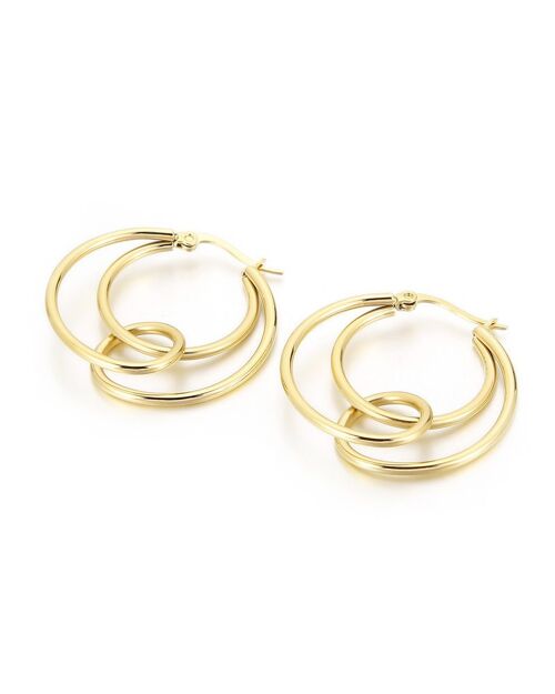 Boucles d'oreilles femme Lee Cooper - créoles double anneaux