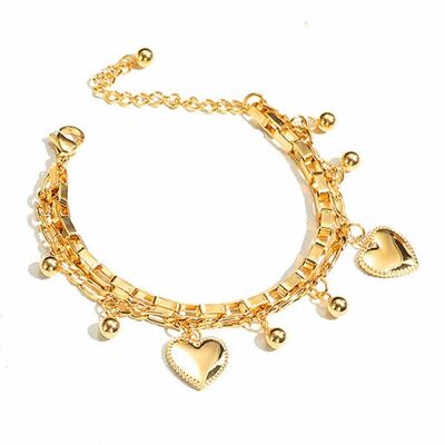 Bracelet femme Lee Cooper - chaine double pampilles cœur