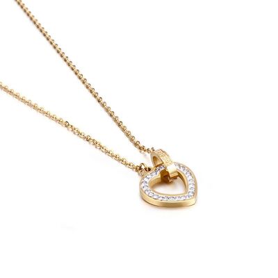 Lee Cooper women's necklace - chain and rhinestone heart pendant