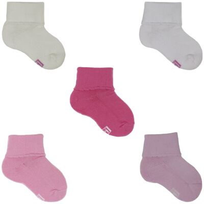 Plain Eco-Friendly Cotton Seamless Baby Socks (5 pairs) - 18/19