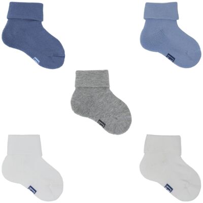 Plain Eco-Friendly Cotton Seamless Baby Socks (5 pairs) - 18/19