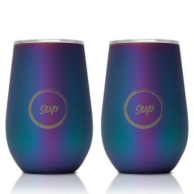 Insulated Wine Tumbler Twin Pack | 350ml x 2 | Peacock Galaxy