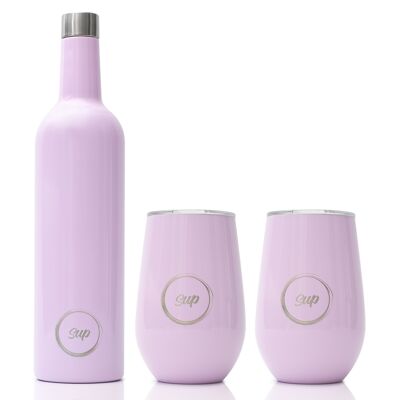 Gift Set | Insulated Wine Bottle and 2 x Wine Tumblers | Pirouette Pink
