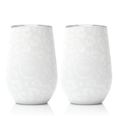 Insulated Wine Tumbler Twin Pack | 350ml x 2 | Snow Leopard