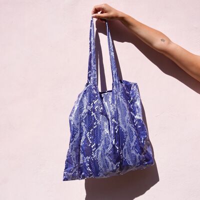 BORSA SHOPPER IMPERMEABILE RAINY BAGGY COLORI BLU SERPENTE