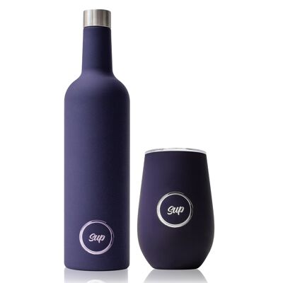 Insulated Wine Bottle and Wine Tumbler Set | Soft Navy