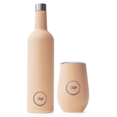 Insulated Wine Bottle and Wine Tumbler Set | Blush Powder Pink