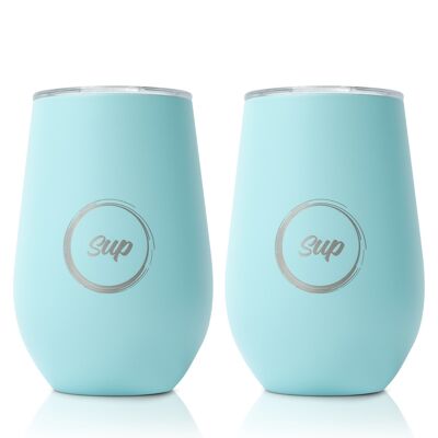 Insulated Wine Tumbler Twin Pack | 350ml x 2 | Aqua Turquoise