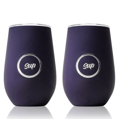 Insulated Wine Tumbler Twin Pack | 350ml x 2 | Soft Navy