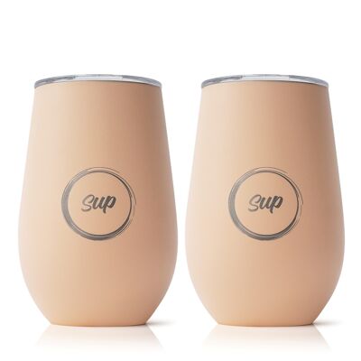 Insulated Wine Tumbler Twin Pack | 350ml x 2 | Blush Powder Pink