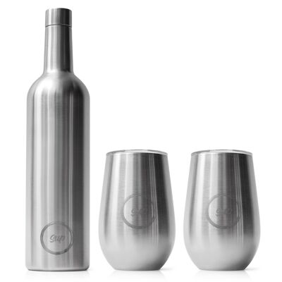 Gift Set | Insulated Wine Bottle and 2 x Wine Tumblers | Stainless Steel