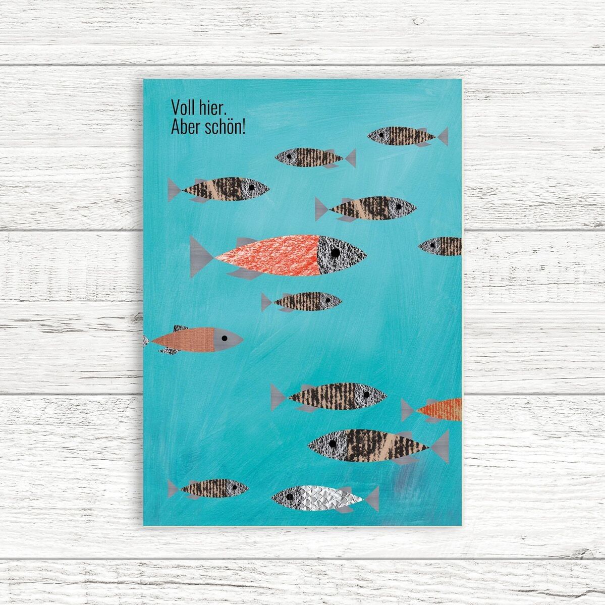 Cartolina in pasta di legno in cartone - mare - pesce