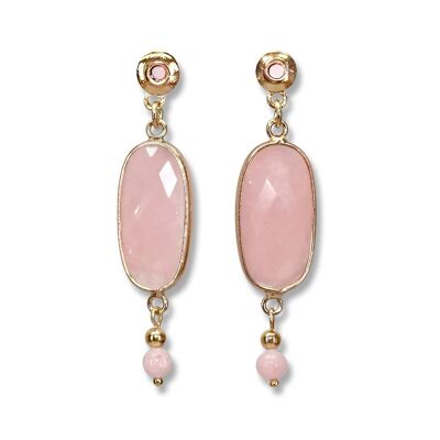 NARD boucle d'oreille doré rose quartz