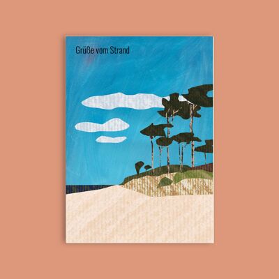 Postal cartón pasta de madera - mar - franja costera