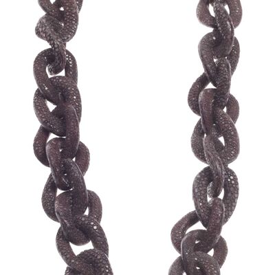 Halskette Rochenleder Brown Chain, Polished Shiny / 30x20mm / Small Wavy / 52cm