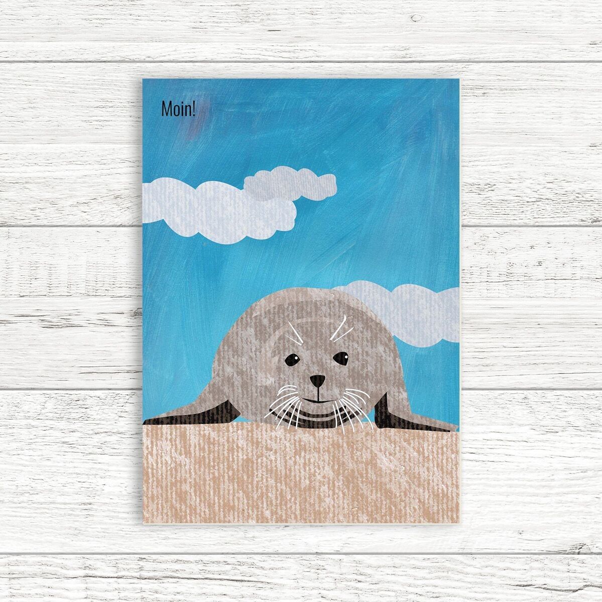 Cartolina in pasta di legno in cartone - mare - sigillo