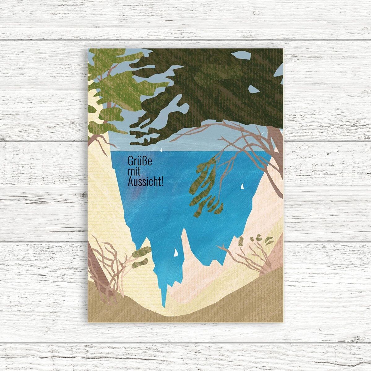 Cartolina di pasta di legno in cartone - mare - scogliere di gesso