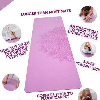 Tapis de yoga en caoutchouc naturel - mandala violet 2