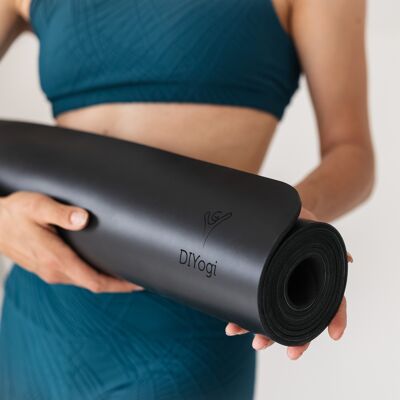 Yoga mat natural rubber - black