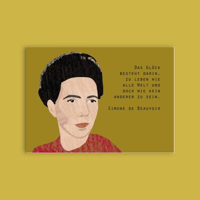 Cartolina in pasta di legno - Signore - Simone de Beauvoir