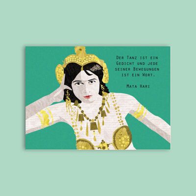 Postkarte Holzschliffpappe - Damen - Mata Hari
