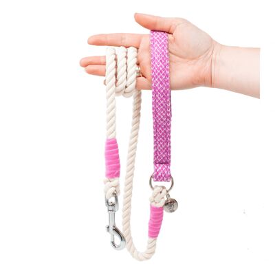 (XS) Pink & Dove - Harris Design - Rope Dog Lead