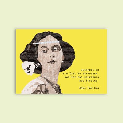 Tarjeta postal de cartón de pulpa de madera - Damas - Anna Pavlova