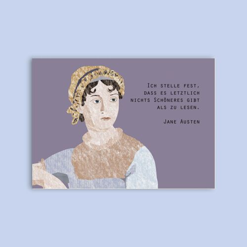 Postkarte Holzschliffpappe - Damen - Jane Austen