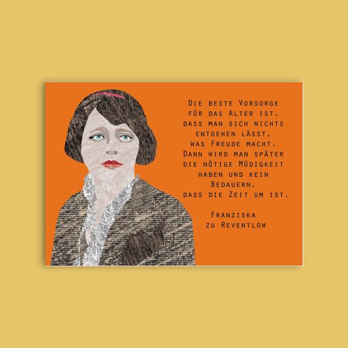 Postkarte Holzschliffpappe - Damen - Franziska zu Reventlow