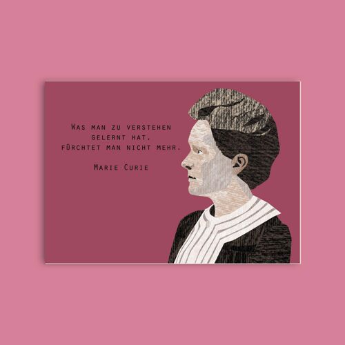 Postkarte Holzschliffpappe - Damen - Marie Curie
