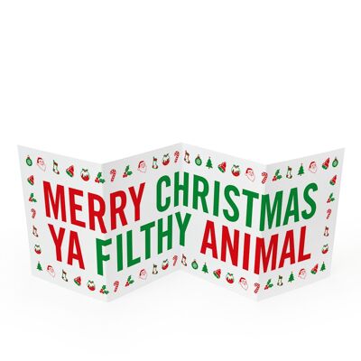 Funny Concertina Christmas Card - Filthy Animal